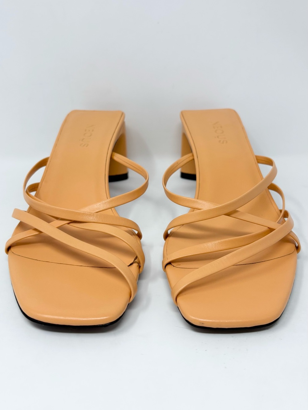 NEOUS Mannia Slide Crisscross Sandals Beige Sherbet Orange Leather Size 37 7 New - Picture 7 of 15